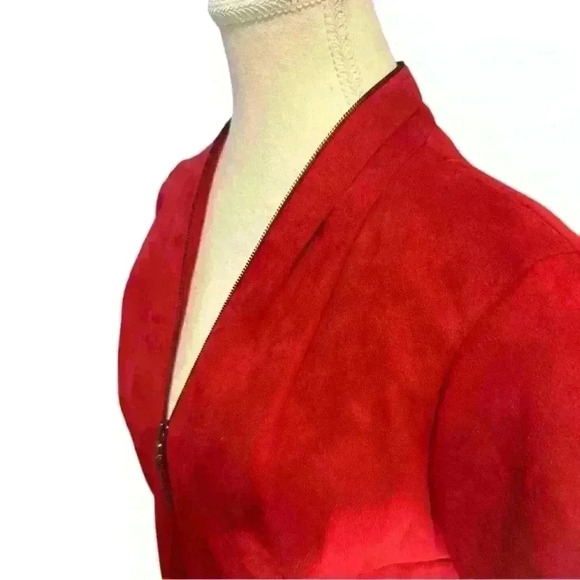 TAHARI RED Madeline Sueded Scuba Dress full front zipper Size 14 NWT - Picture 5 of 12